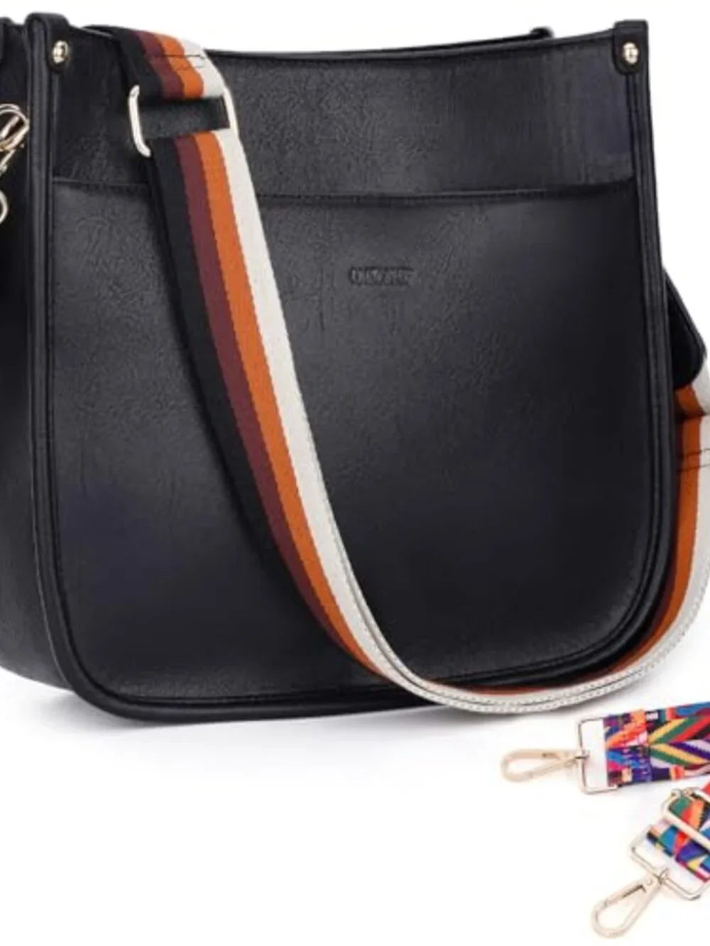 Vegan Leather Hobo Handbag with 2 Adjustable Guitar Straps Crossbody Bag